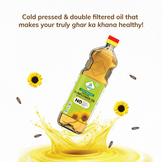 24 Mantra Organic Coldpressed Sunflower Oil 1L - 100% Organic & Chemical Free