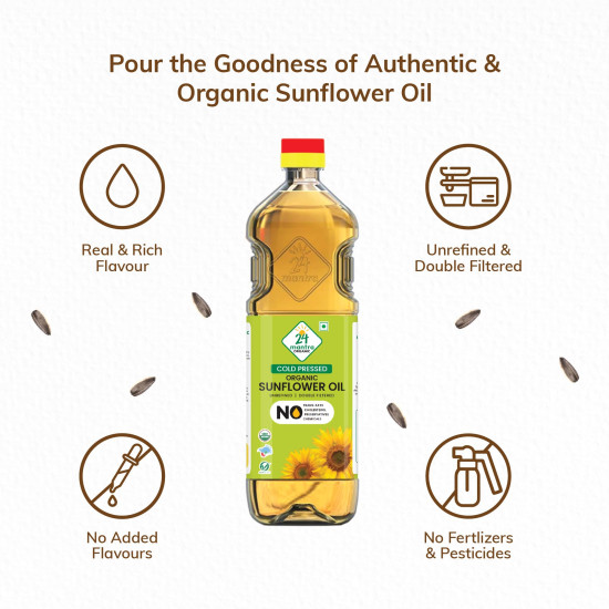 24 Mantra Organic Coldpressed Sunflower Oil 1L - 100% Organic & Chemical Free