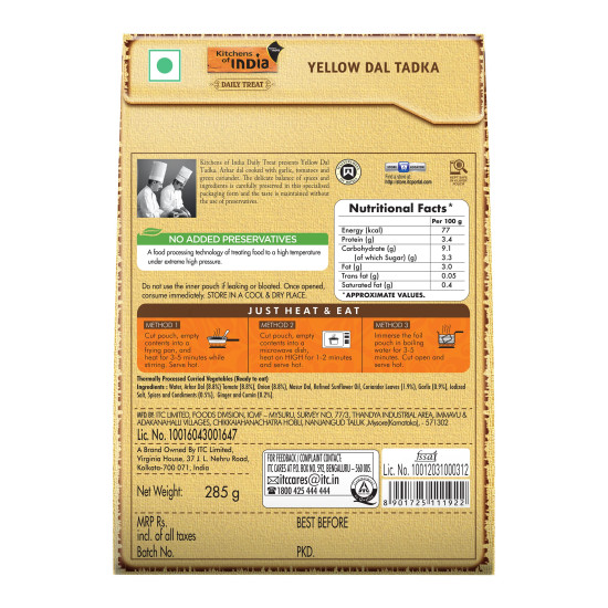 Kitchens of India Ready to Eat Yellow Dal Tadka - Authentic Indian Flavors