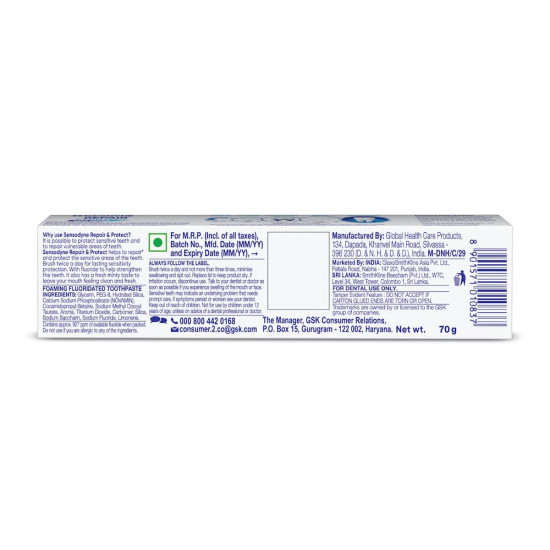 Sensodyne Repair 70g Toothpaste - Repair & Protect Sensitivity Relief