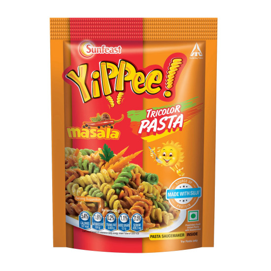 Sunfeast YiPPee! Tricolor Pasta - Soft and Tasty Suji, Rawa Pasta