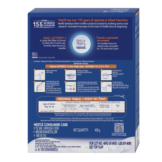 Nestle Lactogen Follow-Up Formula Powder, Stage 3 - Essential Nutrition for Infants
