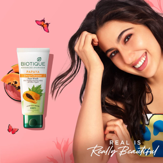Biotique Papaya Deep Cleanse Face Wash - Gentle Exfoliation & Glowing Skin