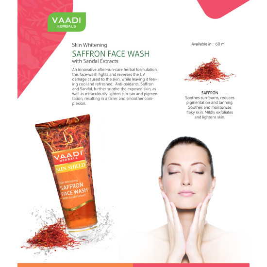 Vaadi Herbals Skin Whitening Saffron Face Wash - Sun Protection & Pigmentation Reduction