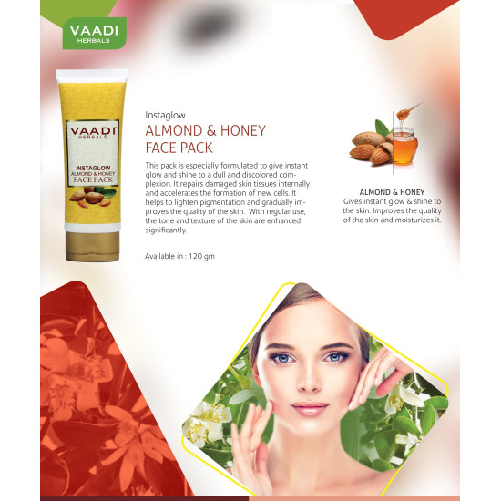 Vaadi Herbals Instaglow Almond and Honey Face Pack - Instant Glow & Skin Repair