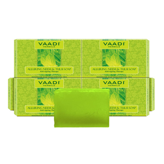 Vaadi Herbals Alluring Neem Tulsi Soap with Vitamin E and Tea Tree Oil - Natural Skin Rejuvenation
