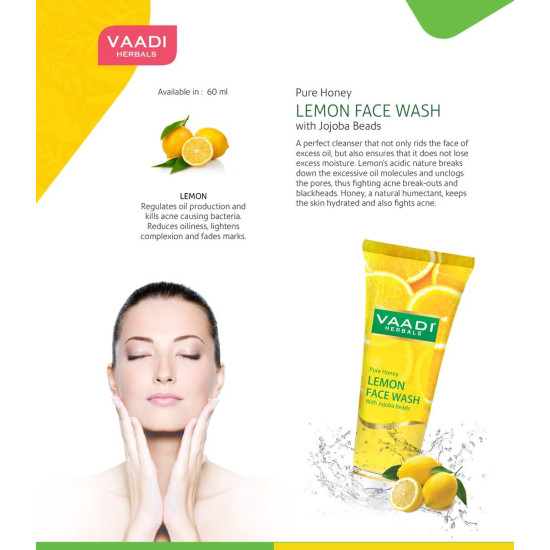 Vaadi Herbals Honey Lemon Face Wash with Jojoba Beads - Oil Control & Acne Treatment
