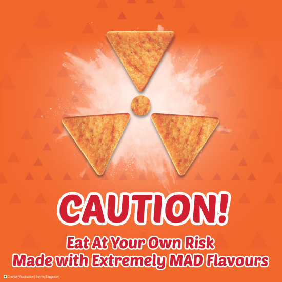 Bingo! Mad Angles Mmmmm Masala – Masala Flavoured Corn-Based Triangle Chips - Crunchy Delight