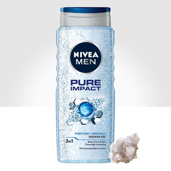 NIVEA MEN Pure Impact 500ml Body Wash - For Face, Body & Hair
