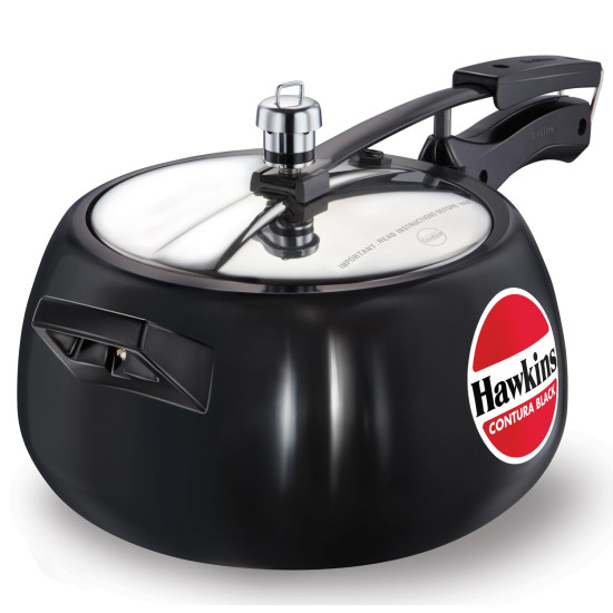 Hawkins Contura Black Pressure Cooker, 5 Litre - Hard Anodised Body
