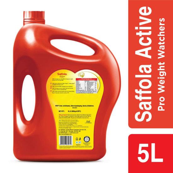 Saffola Active Refined Oil - Blend of Rice Bran & Soybean Oil