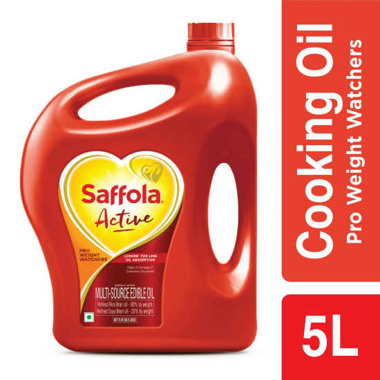 Saffola Active Refined Oil - Blend of Rice Bran & Soybean Oil