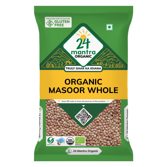 24 Mantra Organic Masoor Whole - Unpolished & High Protein