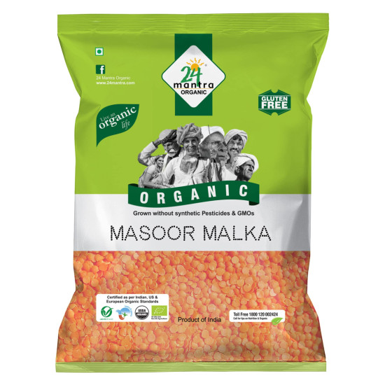 24 Mantra Organic Masoor Malka Dal - Certified Organic Lentils