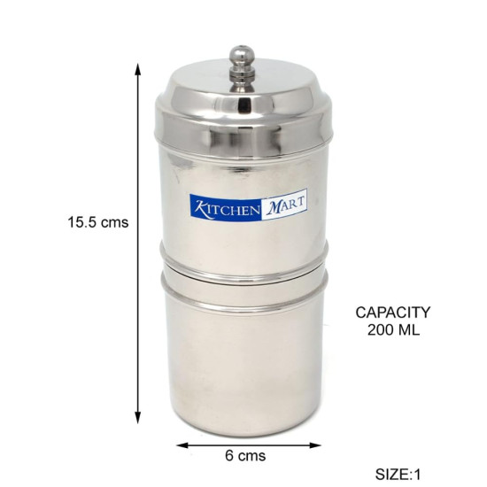 Kitchen Mart Stainless Steel South Indian Filter Coffee Drip Maker - Authentic Coffee Experience