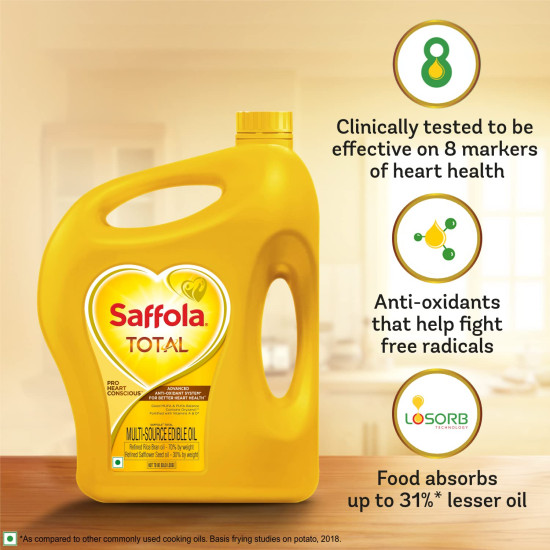 Saffola Total Refined Oil - Cholesterol Lowering Cooking Oil 5L Jar