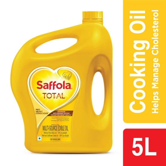 Saffola Total Refined Oil - Cholesterol Lowering Cooking Oil 5L Jar