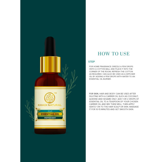 Khadi Natural Herbal Peppermint Essential Oil - Invigorating Aromatherapy