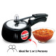 Hawkins Contura Black 1.5 Litre Pressure Cooker - Hard Anodised Body