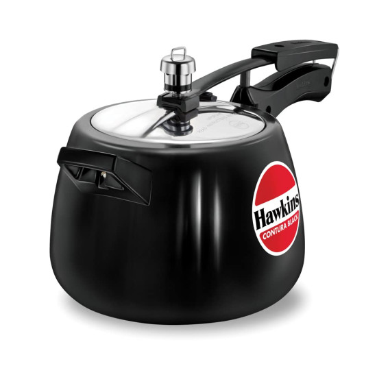 Hawkins 4 Litre Contura Black Pressure Cooker - Hard Anodised Inner Lid Hawkins 4 Litre Contura Black Pressure Cooker - Hard Anodised Inner Lid
