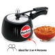 Hawkins 3 Litre Contura Black Pressure Cooker - Hard Anodised Inner Lid