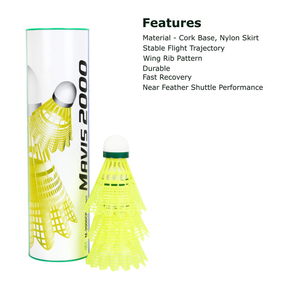 Yonex Mavis 2000 Green Cap Nylon Badminton Shuttlecock - Superior Performance