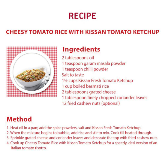 Kissan Fresh Tomato Ketchup Bottle - Delicious & No Added Colors
