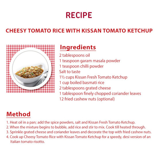 Kissan Fresh Tomato Ketchup Bottle - Delicious & No Added Colors
