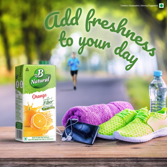 B Natural Orange Juice - Goodness of Fiber, 1 Litre