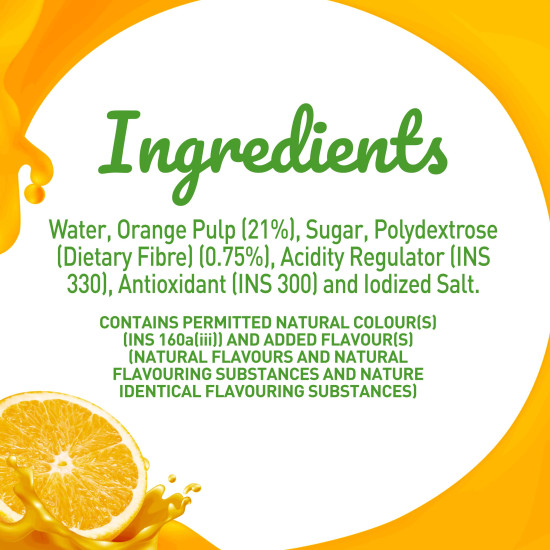 B Natural Orange Juice - Goodness of Fiber, 1 Litre