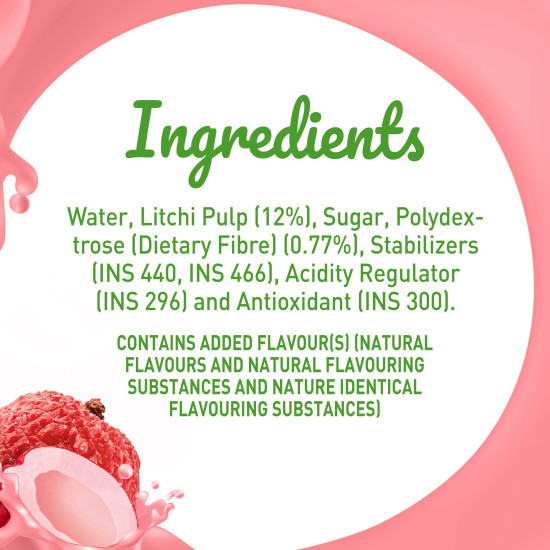 B Natural Litchi Juice - Goodness of Fiber, 1 Litre
