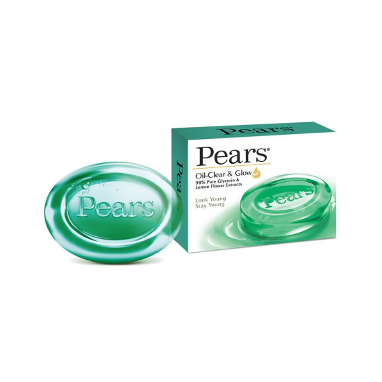 Pears Oil Clear & Glow Soap Bar 75gm - For Oily Skin & Youthful Glow