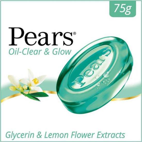 Pears Oil Clear & Glow Soap Bar 75gm - For Oily Skin & Youthful Glow