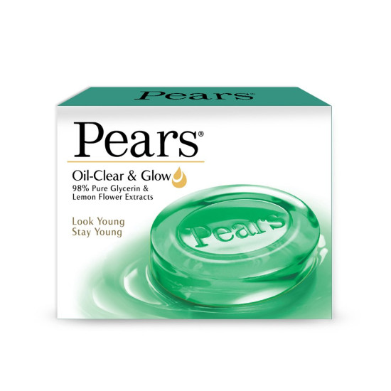 Pears Oil Clear & Glow Soap Bar 75gm - For Oily Skin & Youthful Glow