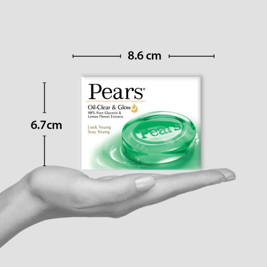 Pears Oil Clear & Glow Soap Bar 75gm - For Oily Skin & Youthful Glow