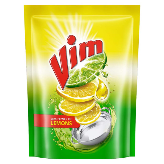 Vim Dishwash Liquid Gel Lemon - No Residue Grease Cleaner
