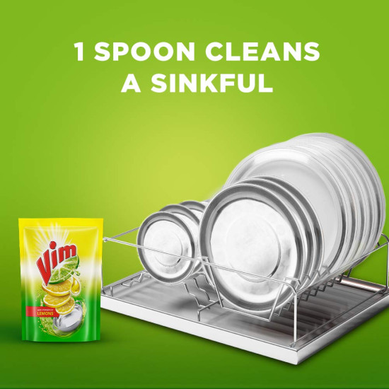 Vim Dishwash Liquid Gel Lemon - No Residue Grease Cleaner
