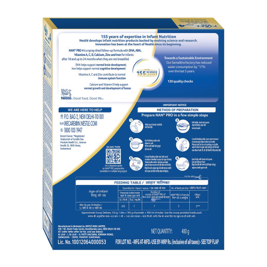Nestlé NAN PRO 4 Follow-Up Formula - Optimal Nutrition for 18-24 Months