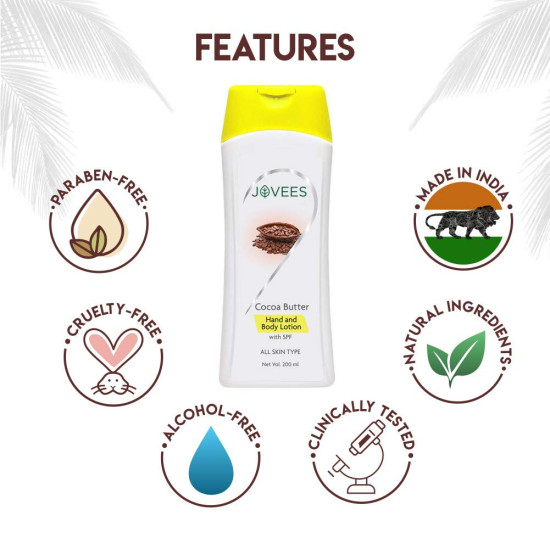 Jovees Cocoa Butter Hand and Body Lotion - Lightweight Hydration for Dry Skin