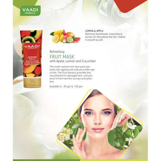 Vaadi Herbals Refreshing Fruit Pack - Apple, Lemon & Cucumber for Smooth Skin
