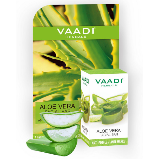 Vaadi Herbals Aloe Vera Facial Bar with Tea Tree Extract - Moisturizing & Acne Reduction