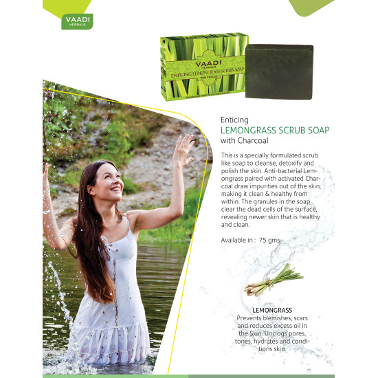 Vaadi Herbals Enticing Lemongrass Scrub Soap - Refreshing Skincare
