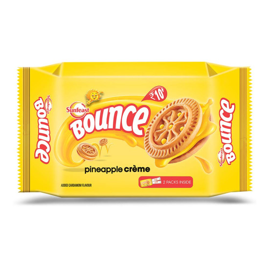 Sunfeast Bounce Cream Pineapple Zing - Deliciously Creamy Biscuits