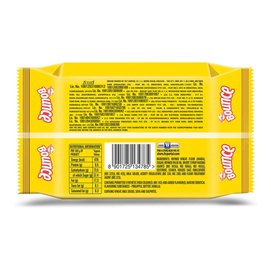 Sunfeast Bounce Cream Pineapple Zing - Deliciously Creamy Biscuits