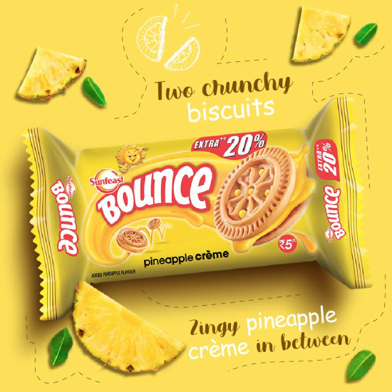 Sunfeast Bounce Cream Pineapple Zing - Deliciously Creamy Biscuits