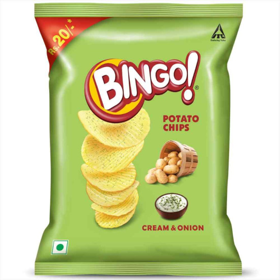 Bingo! Potato Chips - Cream & Onion - Crispy & Crunchy Snack