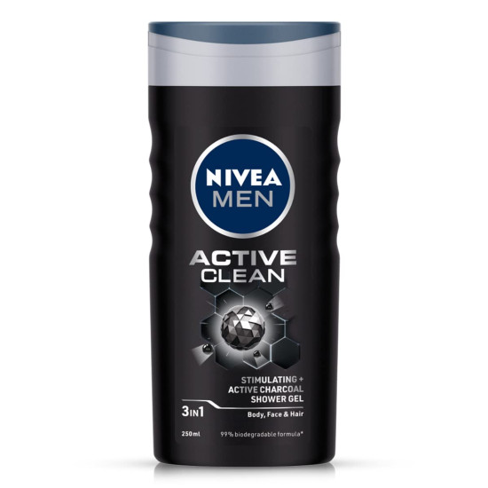 NIVEA Men Body Wash, Active Clean - Active Charcoal Formula