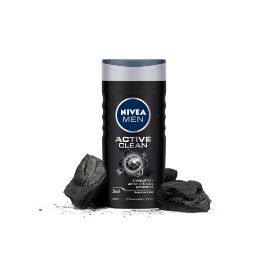 NIVEA Men Body Wash, Active Clean - Active Charcoal Formula