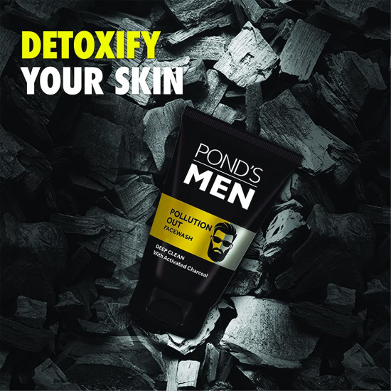 Pond's Men Pollution Out Activated Charcoal Facewash - Deep Clean for Men