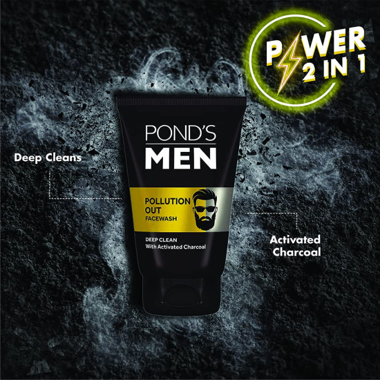 Pond's Men Pollution Out Activated Charcoal Facewash - Deep Clean for Men